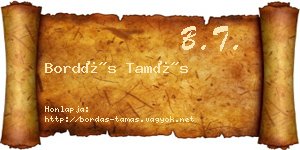 Bordás Tamás névjegykártya